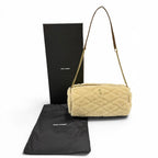 Saint Laurent Paris Shearling Leather YSL Chain Shoulder Tube Bag Beige — view 2