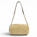 Saint Laurent Paris Shearling Leather YSL Chain Shoulder Tube Bag Beige