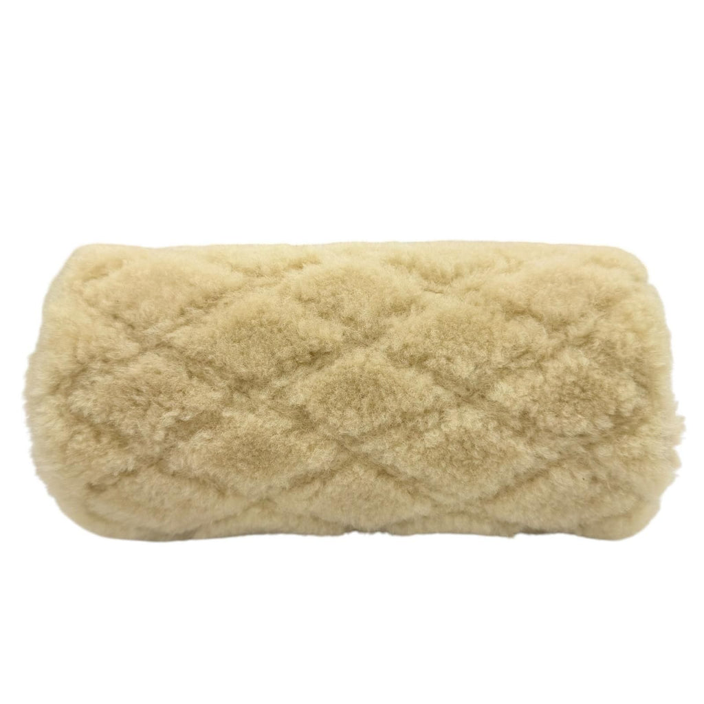 Saint Laurent Paris Shearling Leather YSL Chain Shoulder Tube Bag Beige — view 5