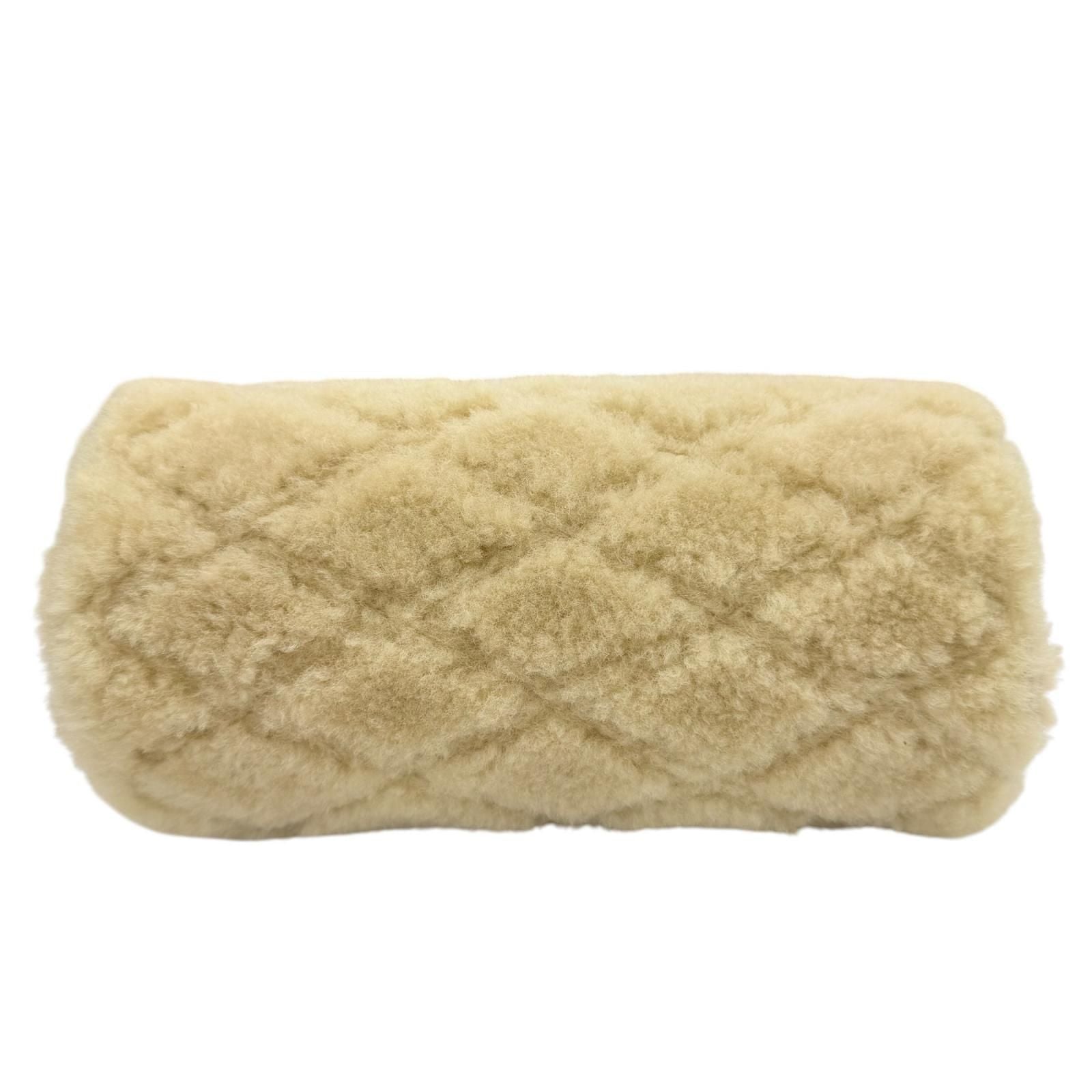 Saint Laurent Paris Shearling Leather YSL Chain Shoulder Tube Bag Beige — view 5