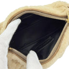 Saint Laurent Paris Shearling Leather YSL Chain Shoulder Tube Bag Beige — view 6