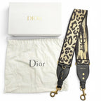 Dior Canvas Leather Logo Leopard Print Shoulder Strap Beige Brown Black — view 2