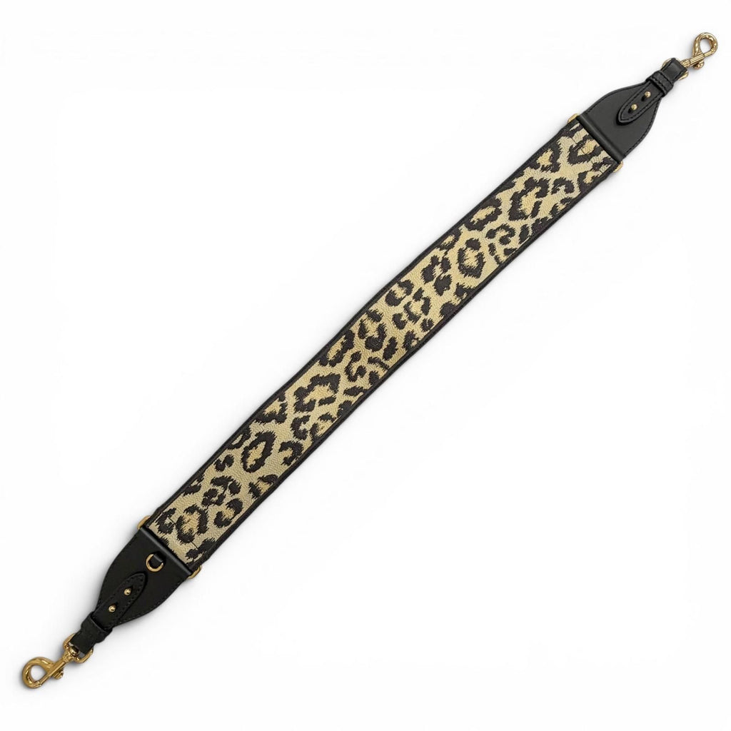 Dior Canvas Leather Logo Leopard Print Shoulder Strap Beige Brown Black — view 3