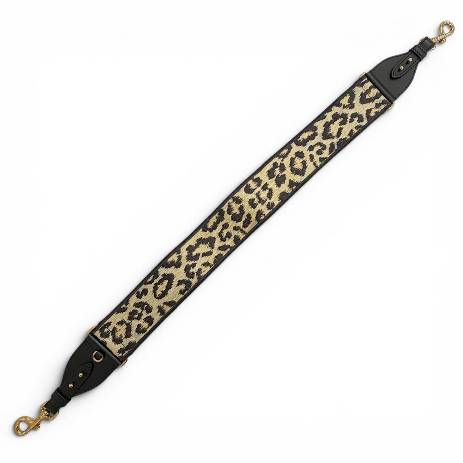 Dior Canvas Leather Logo Leopard Print Shoulder Strap Beige Brown Black — view 3