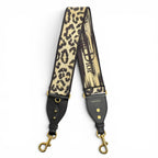 Dior Canvas Leather Logo Leopard Print Shoulder Strap Beige Brown Black