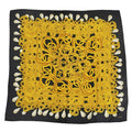 Chanel Vintage 100% Silk CC Logo Chain Pearl Large Scarf Black Gold
