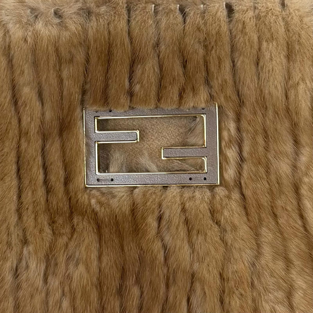 Fendi Cashmere Stefano Pilati FF Logo Buckle Mink Pocket Hooded Scarf Hoodie — view 6