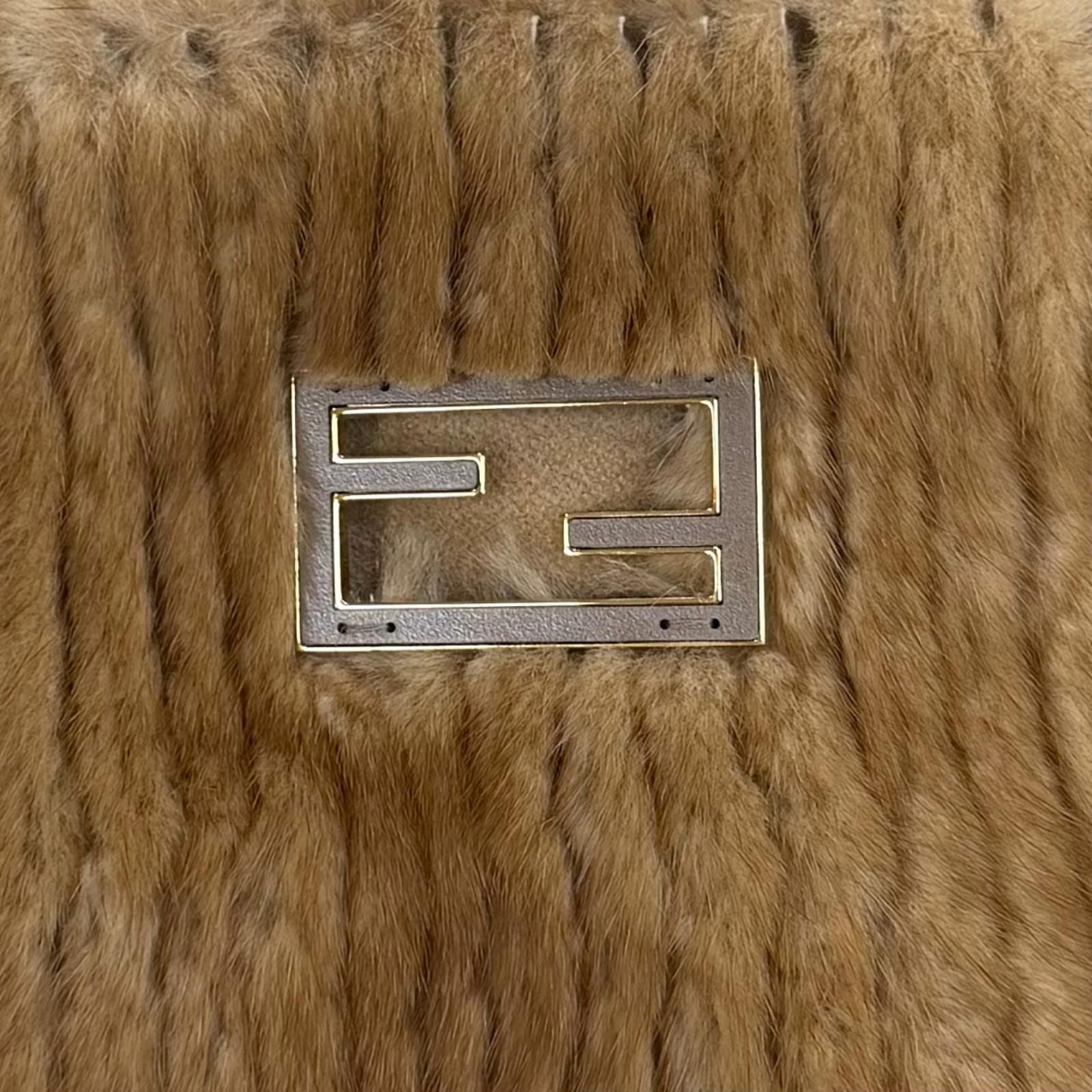 Fendi Cashmere Stefano Pilati FF Logo Buckle Mink Pocket Hooded Scarf Hoodie — view 6