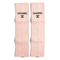 Chanel 24c Gator Cruise Collection CC Logo Rib Knit Leg Warmers Pink Sweater