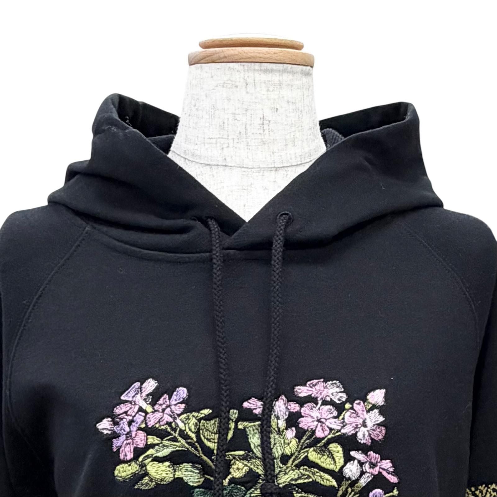 Dior Cotton 100% Flower Logo Embroidery Hoodie Black XS — view 2