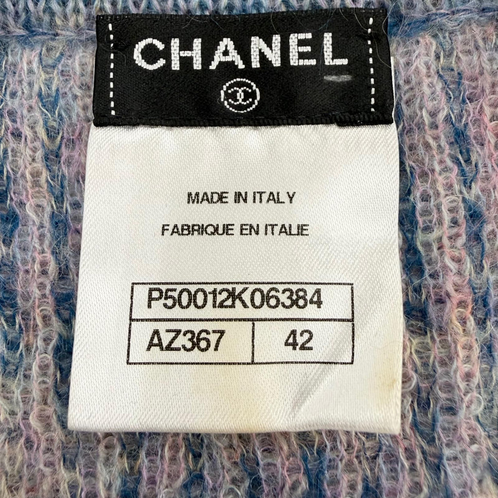 Chanel Mohair Coco Button Long Sleeve Knit Cardigan Multicolor 42 — view 6