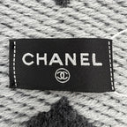 Chanel Wool Cashmere Blend CC Logo Scarf Shawl with Fringe Gray — view 7