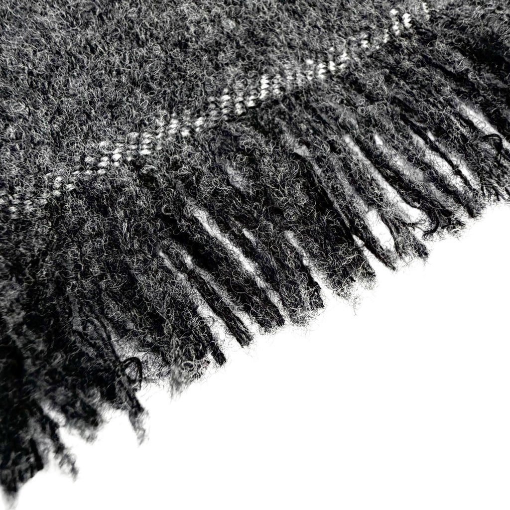 Chanel Wool Cashmere Blend CC Logo Scarf Shawl with Fringe Gray — view 5