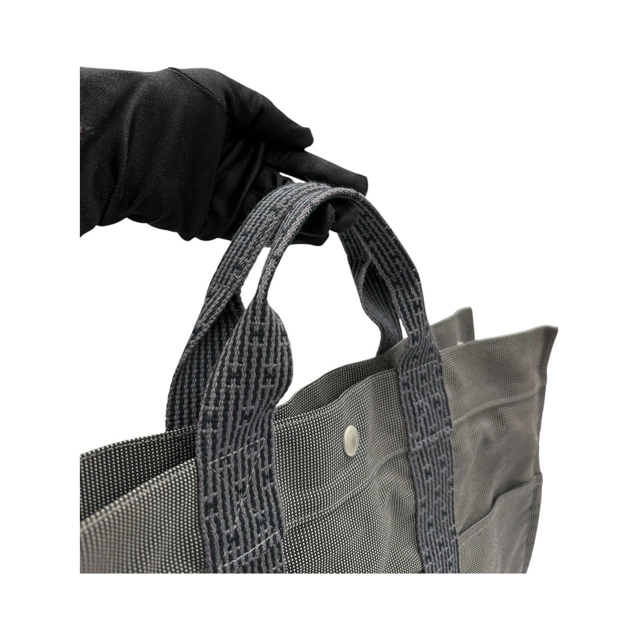 Hermes Her Line Gray Dark Canvas Handbag — view 4
