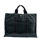 Hermes Deauville MM Black Silver Canvas Handbag — view 2