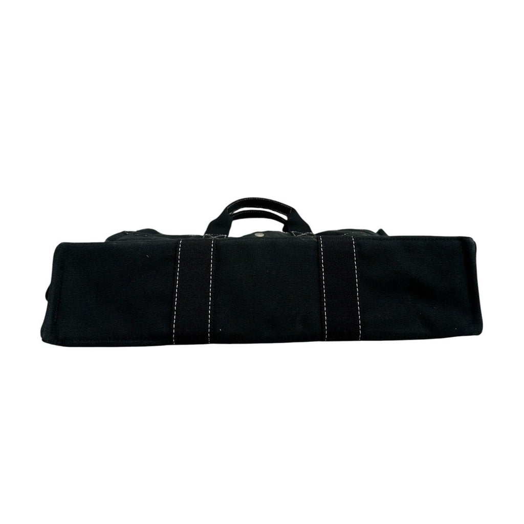 Hermes Deauville MM Black Silver Canvas Handbag — view 3