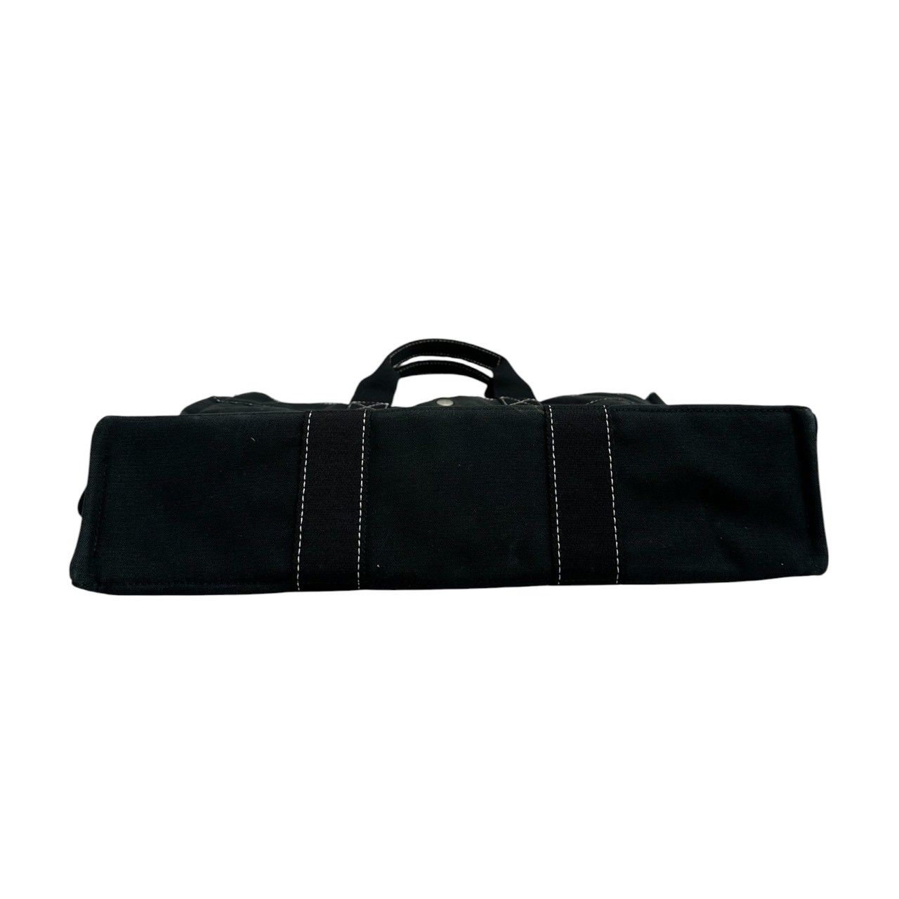 Hermes Deauville MM Black Silver Canvas Handbag — view 3