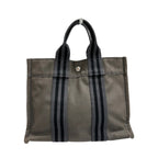 Hermes Fourre Tout Gray Black Canvas Tote Bag