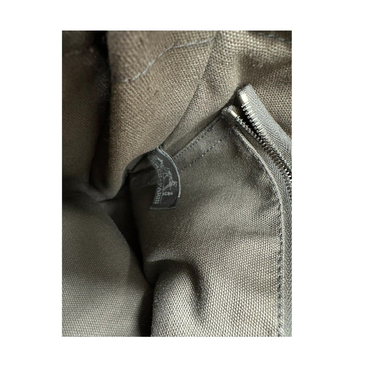 Hermes Fourre Tout Gray Black Canvas Tote Bag