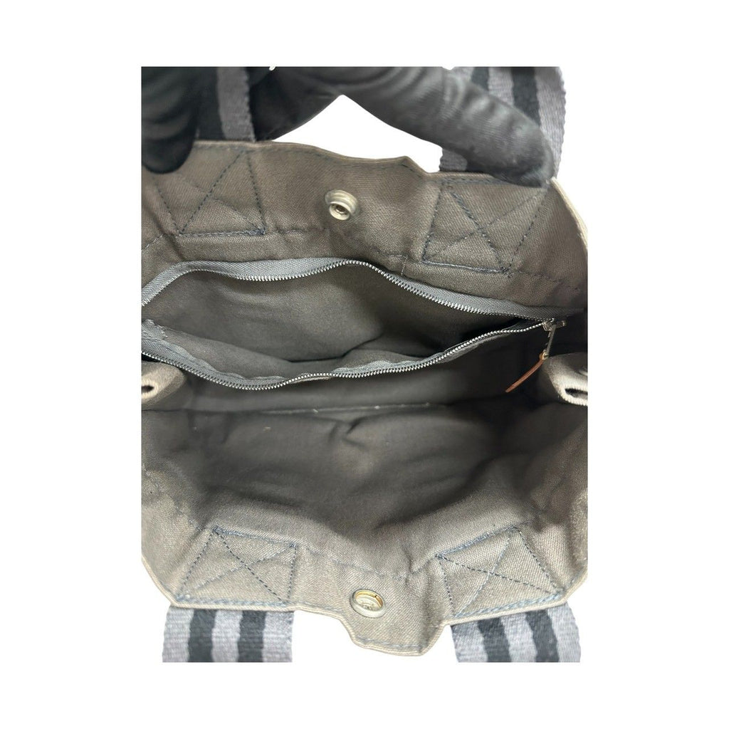 Hermes Fourre Tout Gray Black Canvas Tote Bag