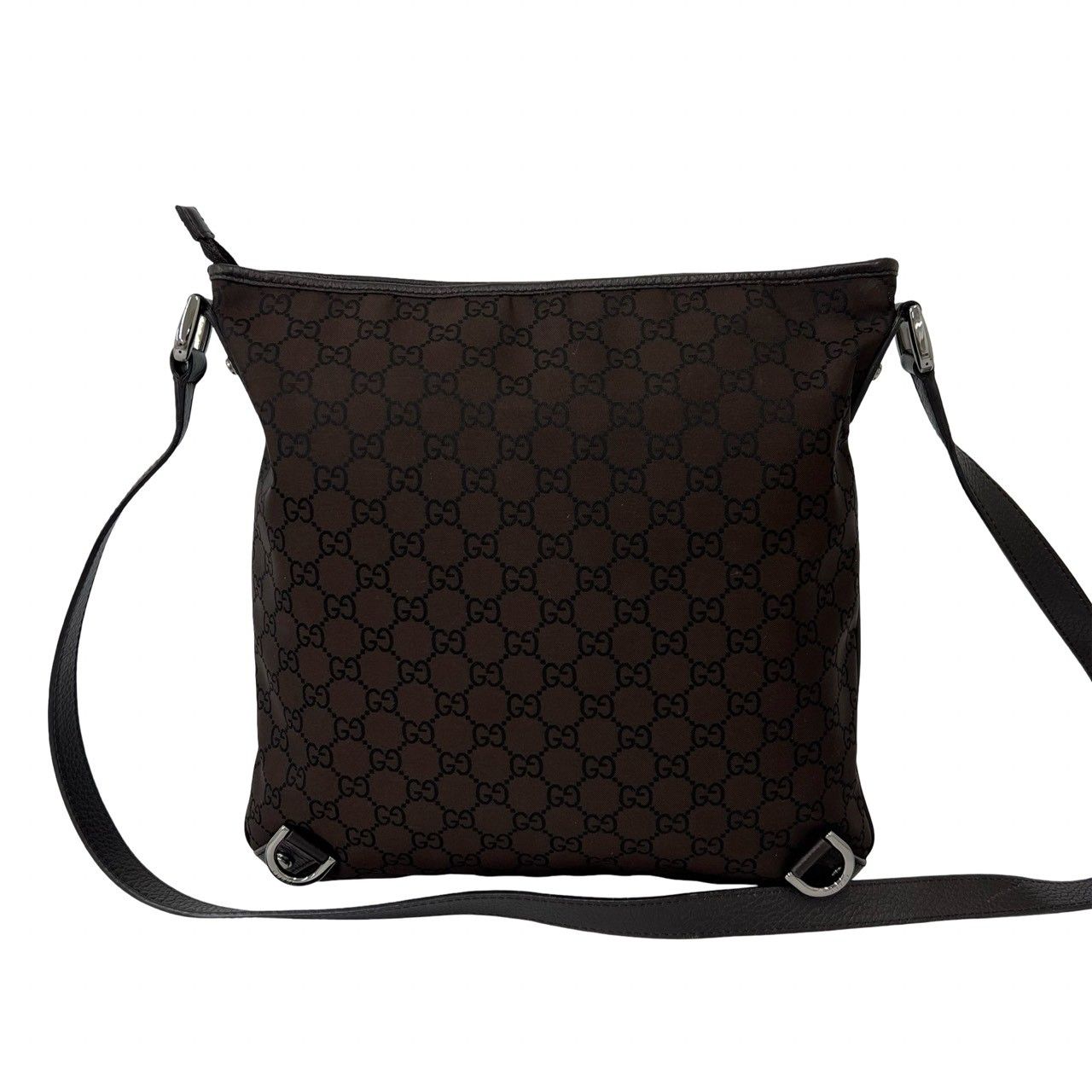 Gucci Abbey GG Nylon Leather Shoulder Bag Pochette Crossbody Cross Brown — view 3