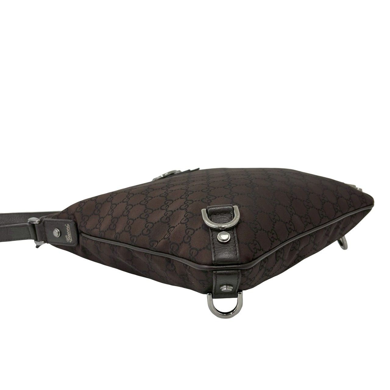 Gucci Abbey GG Nylon Leather Shoulder Bag Pochette Crossbody Cross Brown — view 7