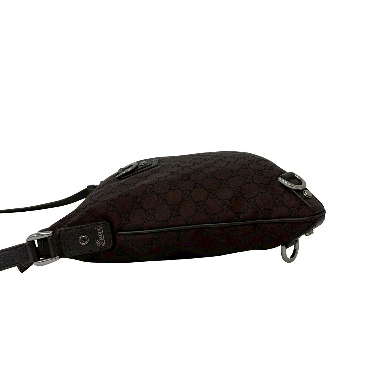 Gucci Abbey GG Nylon Leather Shoulder Bag Pochette Crossbody Cross Brown — view 5
