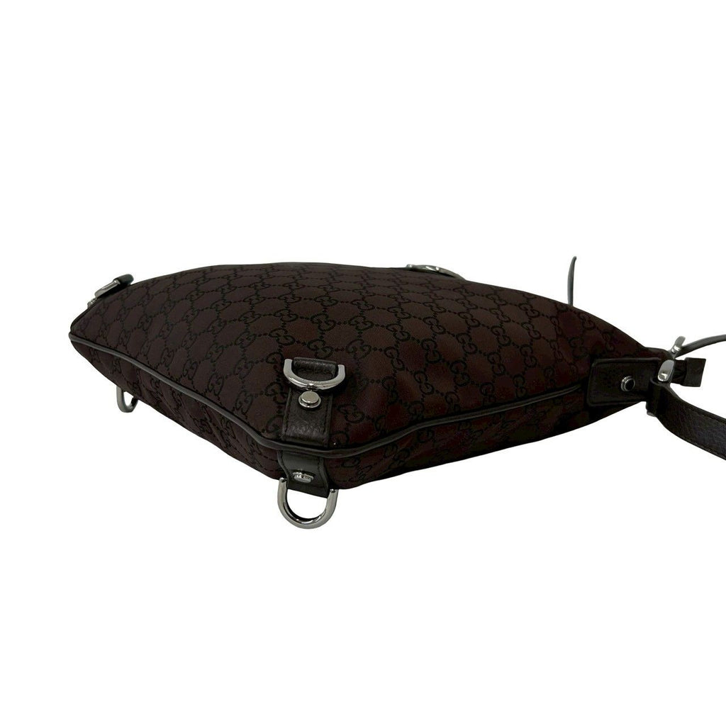 Gucci Abbey GG Nylon Leather Shoulder Bag Pochette Crossbody Cross Brown — view 8