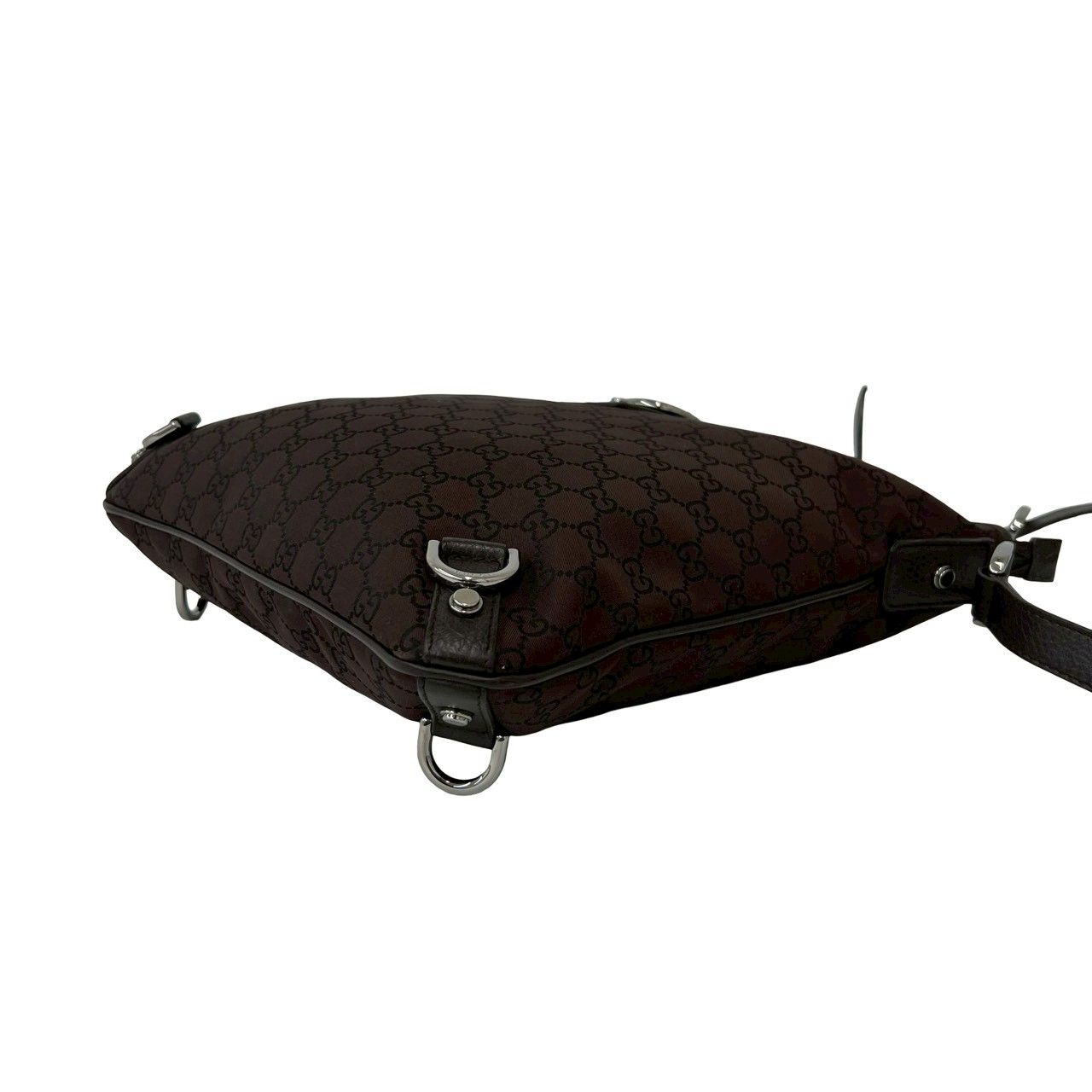 Gucci Abbey GG Nylon Leather Shoulder Bag Pochette Crossbody Cross Brown — view 8