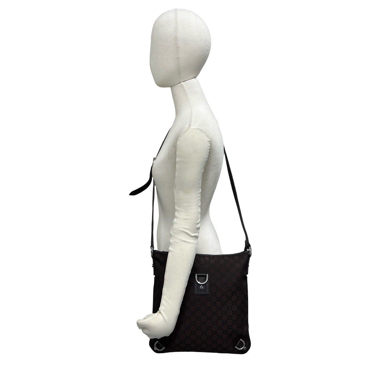 Gucci Abbey GG Nylon Leather Shoulder Bag Pochette Crossbody Cross Brown — view 2