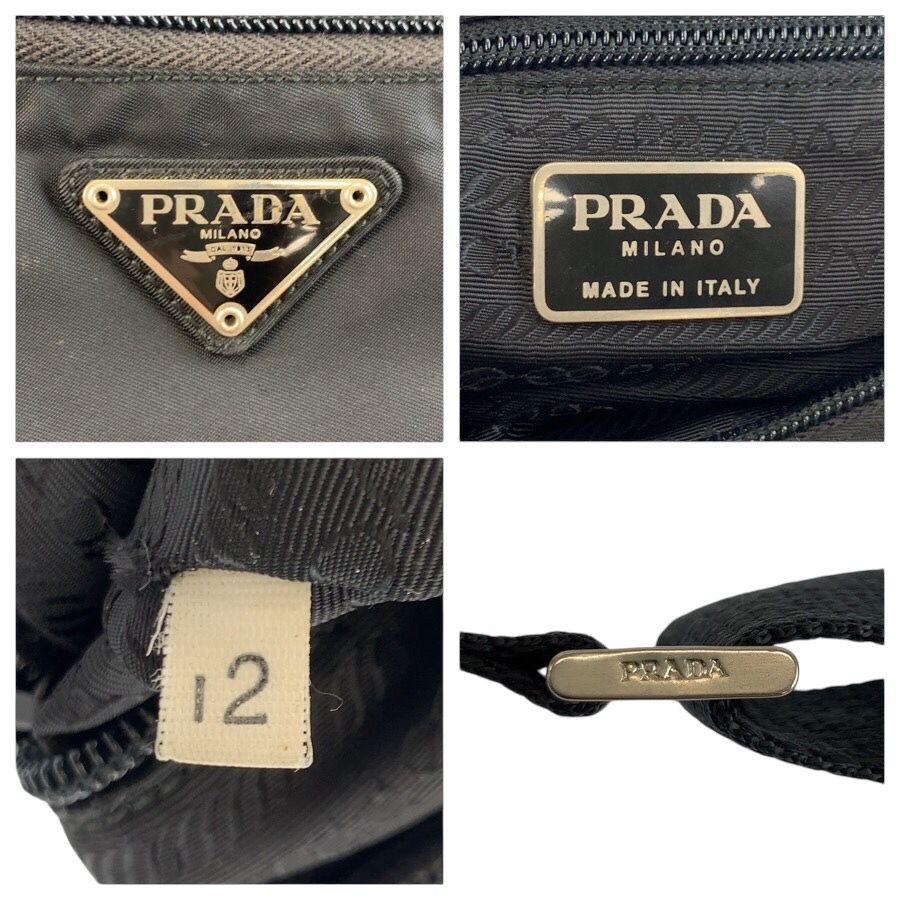 Prada Tessuto Black Silver Nylon Shoulder Bag Pochette — view 3
