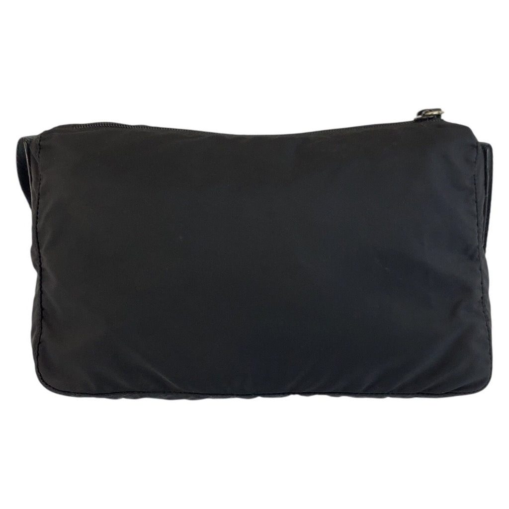 Prada Tessuto Black Silver Nylon Shoulder Bag Pochette — view 2