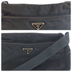 Prada Tessuto Black Silver Nylon Shoulder Bag Pochette — view 6