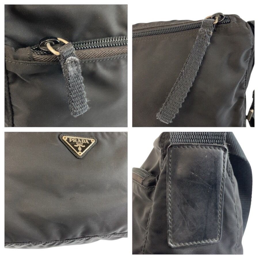 Prada Tessuto Black Silver Nylon Shoulder Bag Pochette — view 5