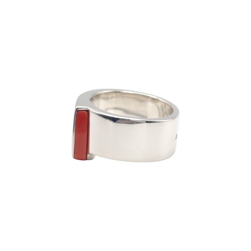 Hermes Candy Ring Vintage 925 Sterling Silver Orange 49 Out of Print — view 3