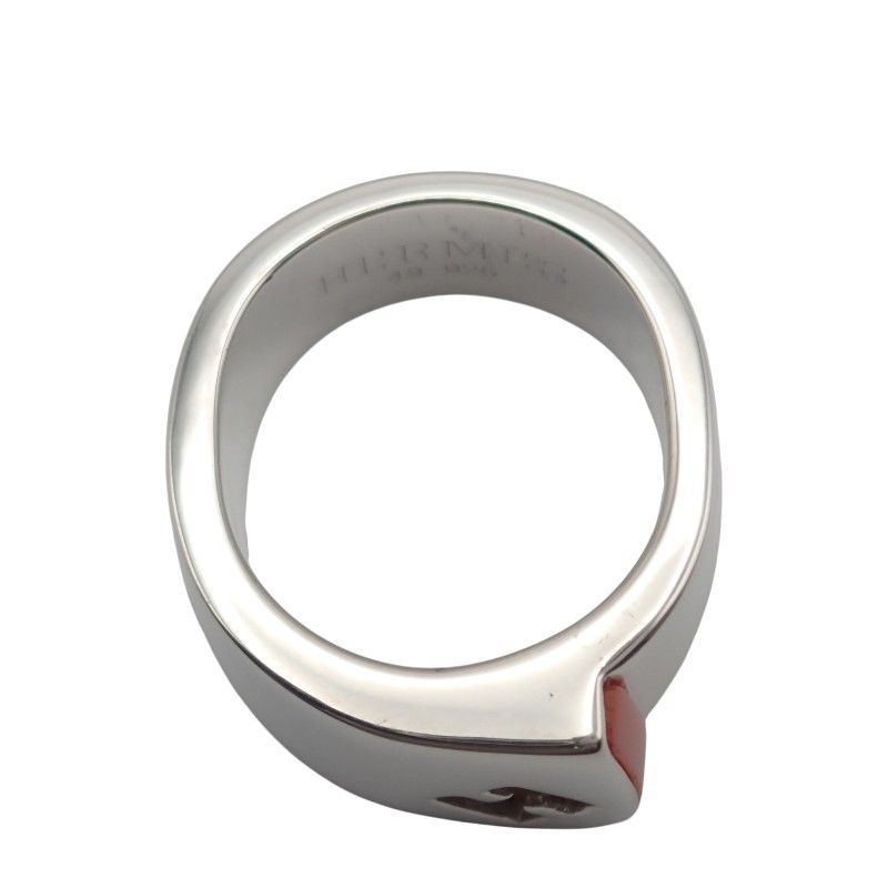 Hermes Candy Ring Vintage 925 Sterling Silver Orange 49 Out of Print — view 6