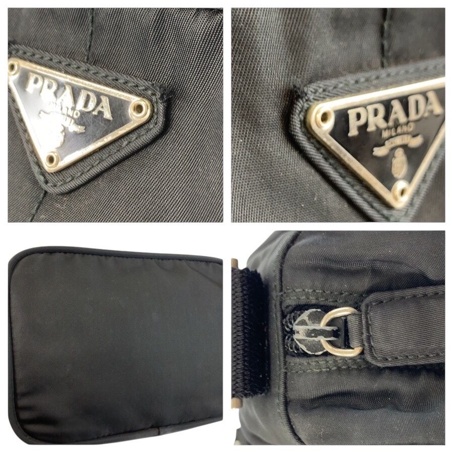 Prada Tessuto Black Silver Nylon Shoulder Bag Pochette — view 5