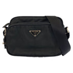 Prada Tessuto Black Silver Nylon Shoulder Bag Pochette