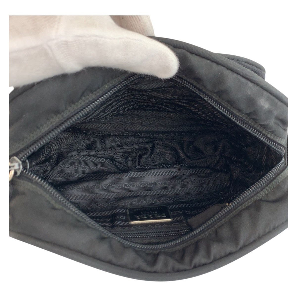 Prada Tessuto Black Silver Nylon Shoulder Bag Pochette — view 8