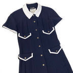 Chanel Cg9 Runway CC Logo Button Dress 36 Sizes Navy White Cotton 100% — view 4
