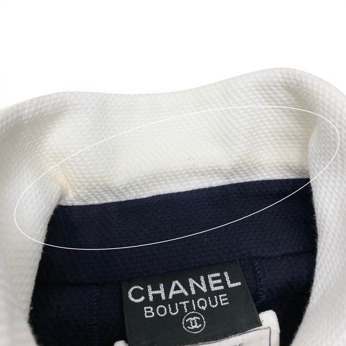 Chanel Cg9 Runway CC Logo Button Dress 36 Sizes Navy White Cotton 100% — view 8