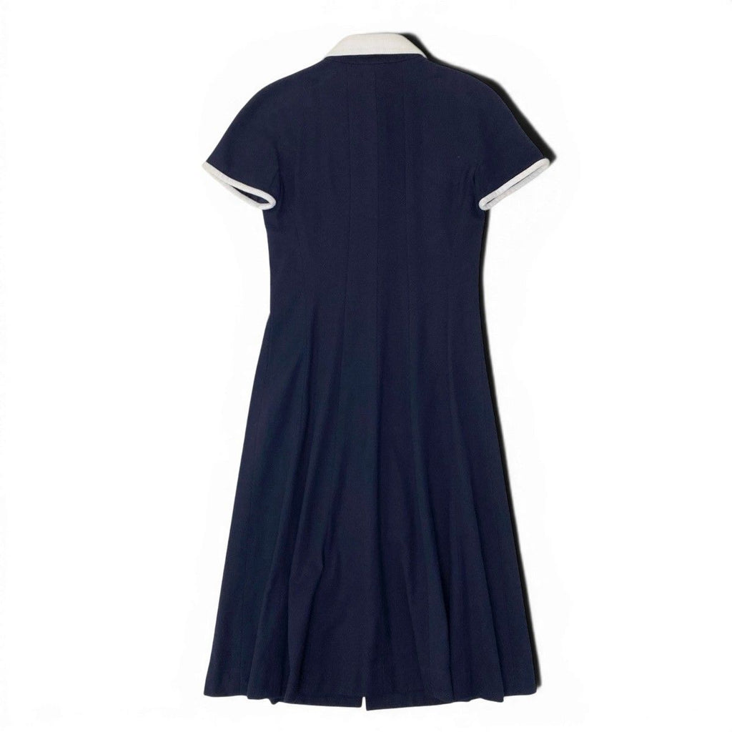 Chanel Cg9 Runway CC Logo Button Dress 36 Sizes Navy White Cotton 100% — view 3