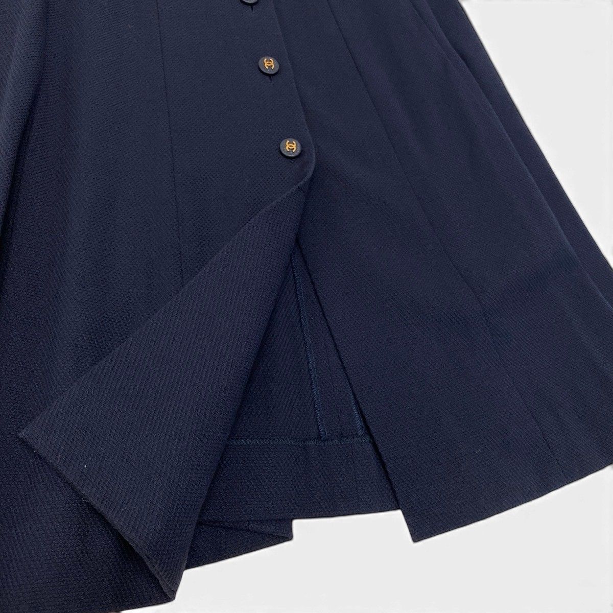Chanel Cg9 Runway CC Logo Button Dress 36 Sizes Navy White Cotton 100% — view 5