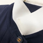Chanel Cg9 Runway CC Logo Button Dress 36 Sizes Navy White Cotton 100% — view 7