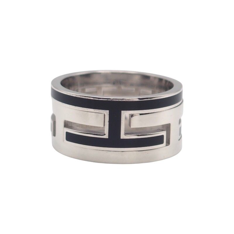 Hermes Move Ash Ring No Sterling Silver Black Enamel Vintage Out of Print — view 2