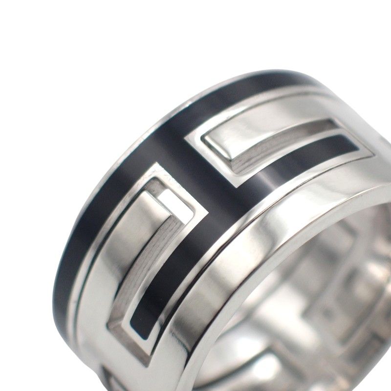 Hermes Move Ash Ring No Sterling Silver Black Enamel Vintage Out of Print — view 6