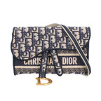 Dior Saddle Slim Pouch Oblique Shoulder Bag Canvas Navy