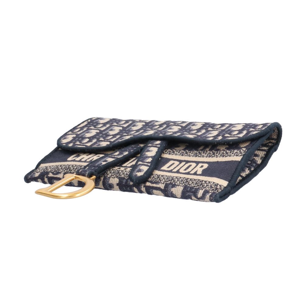 Dior Saddle Slim Pouch Oblique Shoulder Bag Canvas Navy — view 5