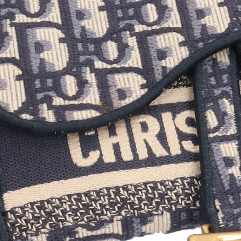 Dior Saddle Slim Pouch Oblique Shoulder Bag Canvas Navy — view 7