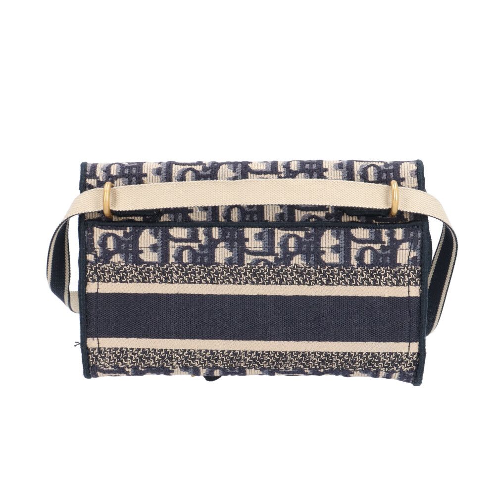 Dior Saddle Slim Pouch Oblique Shoulder Bag Canvas Navy — view 3
